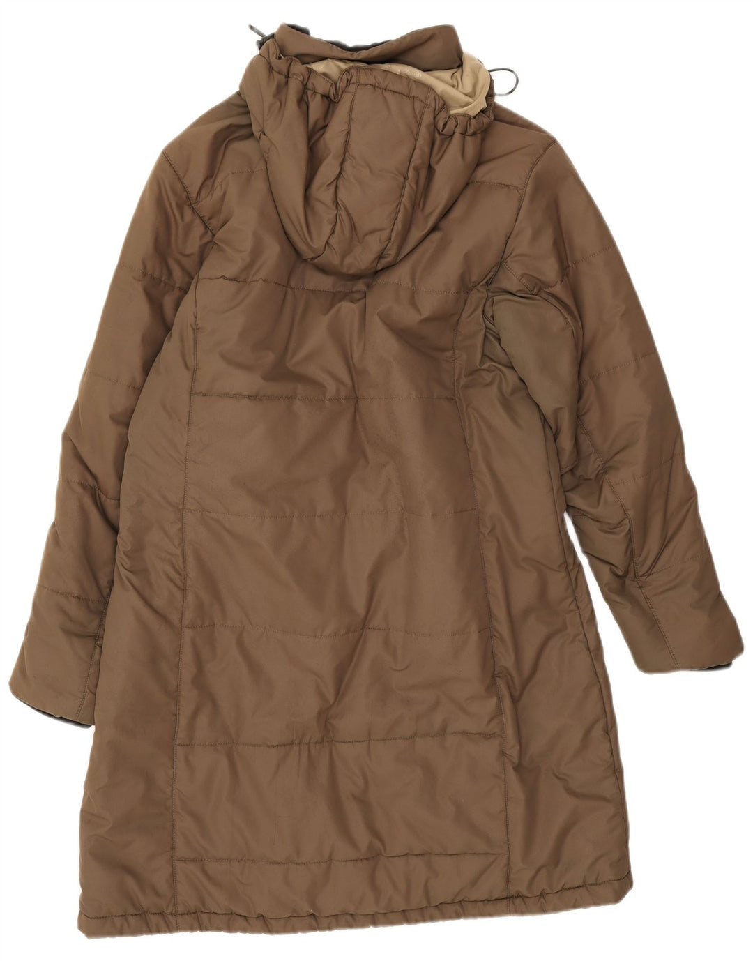 Damski ocieplany płaszcz z kapturem Jack Wolfskin UK 16, duży, brązowy poliester