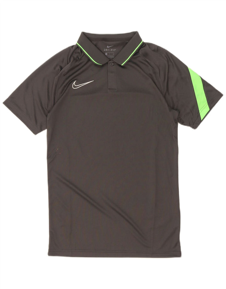 Męska koszulka polo Nike Dri Fit, mała, szara, z blokami kolorów, poliester