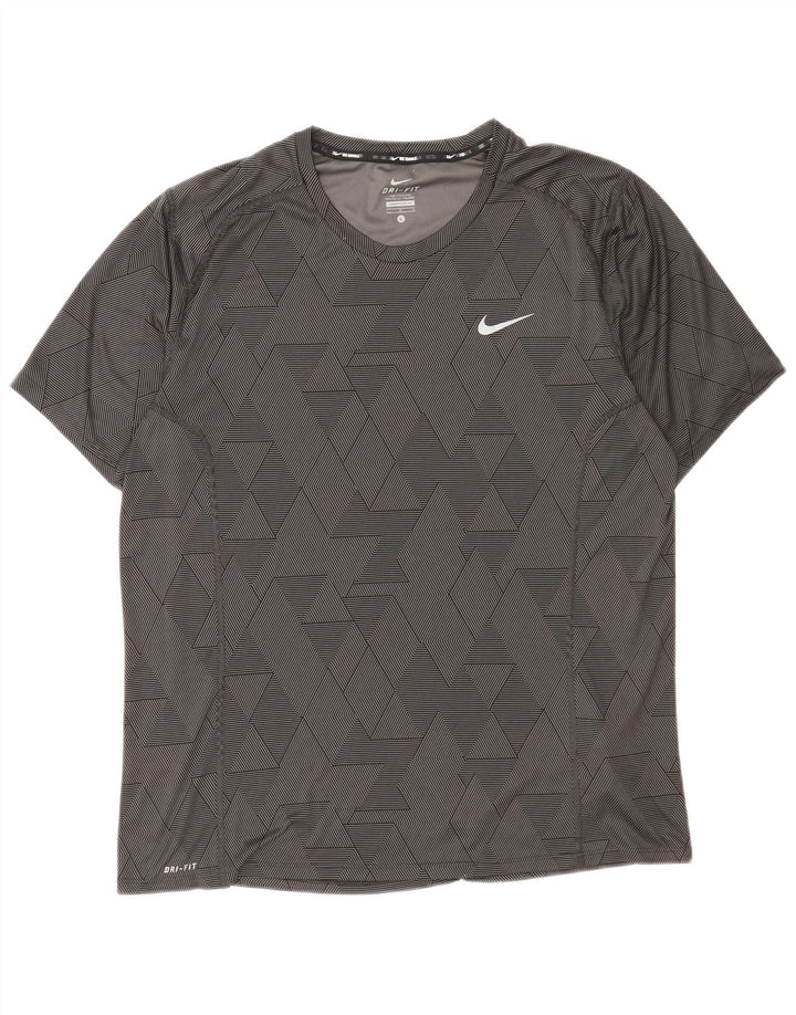 Męski T-shirt Nike Dri Fit, duży, czarny, geometryczny poliester