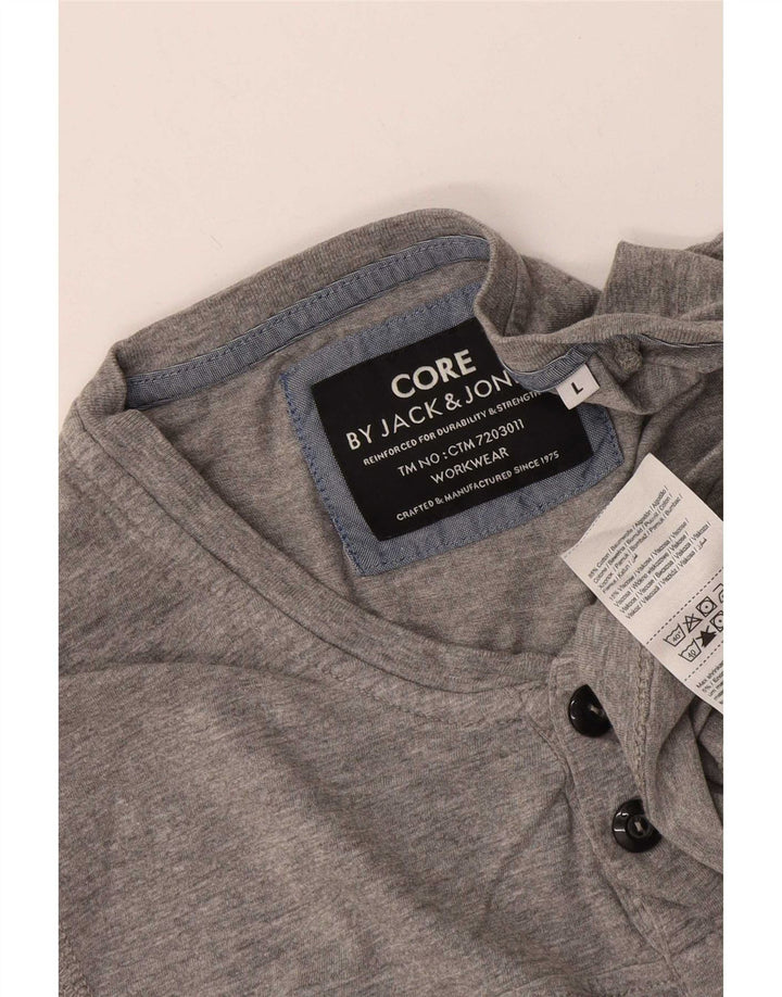 Męski top Jack & Jones z długim rękawem, duży, szary, z bawełny w cętki