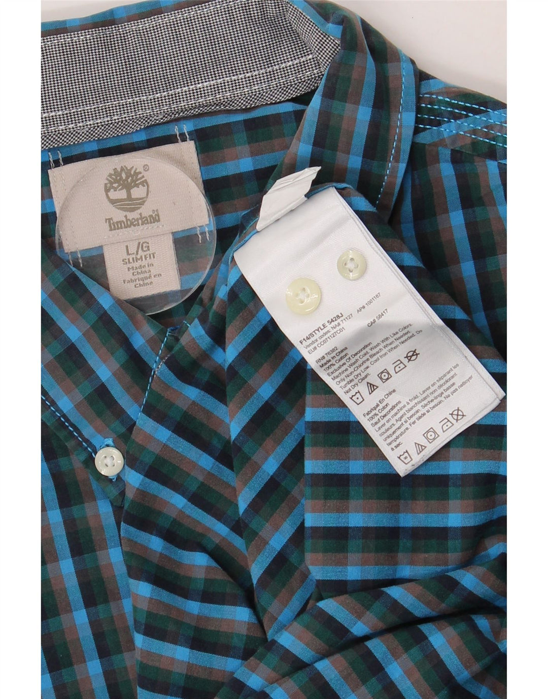 TIMBERLAND Męska koszula slim fit, duża, niebieska, bawełniana krata