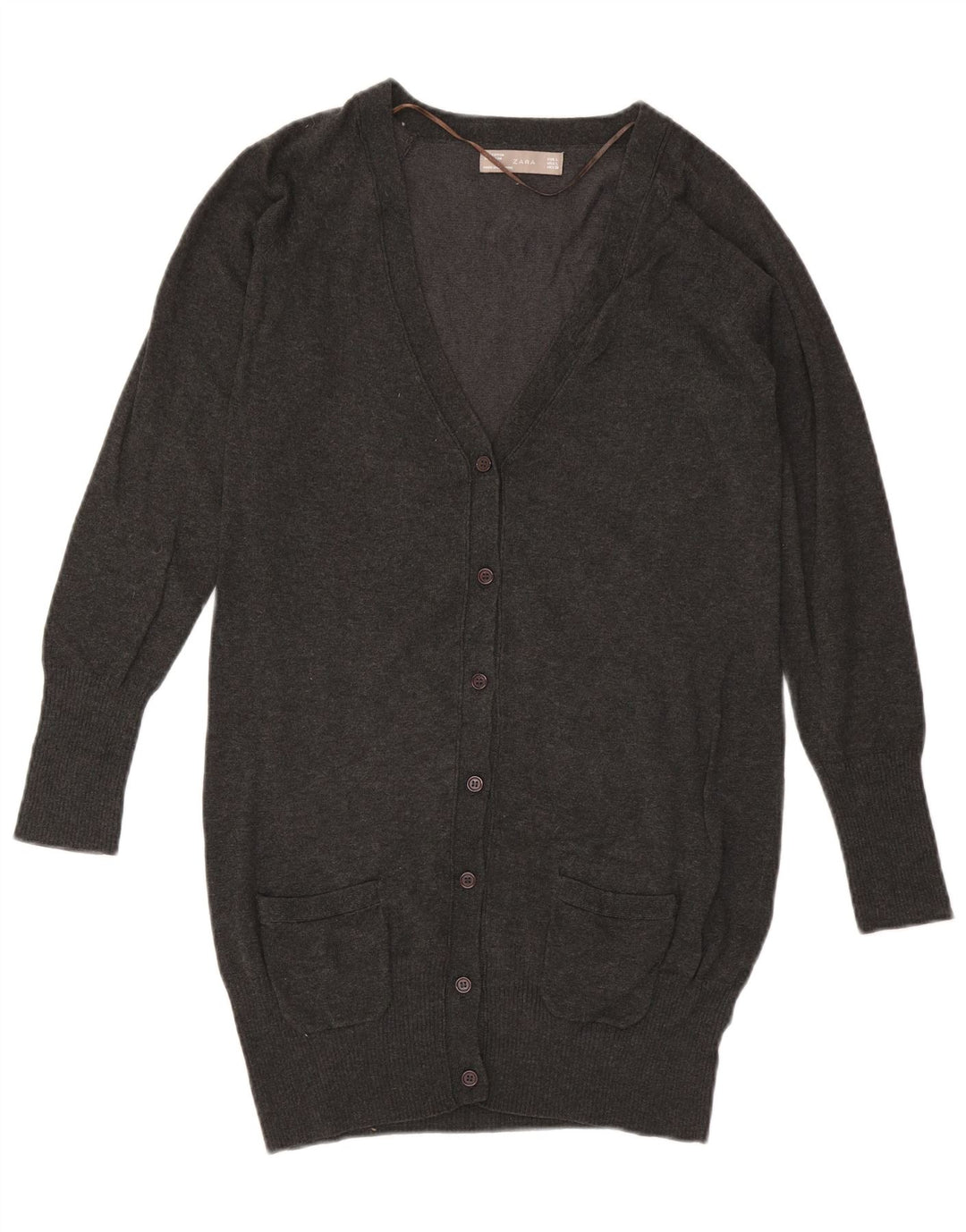 Damski sweter o przedłużonym fasonie ZARA UK 14, duży, szary, bawełniany