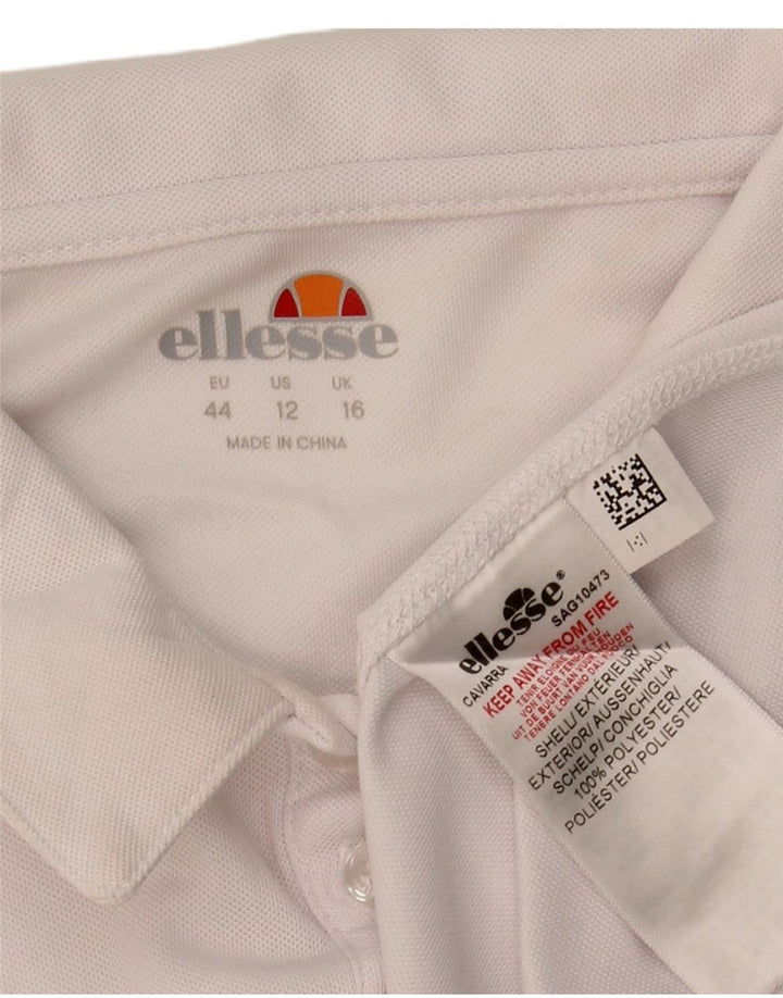 ELLESSE Womens Graphic Polo Shirt UK 16 Large White Polyester