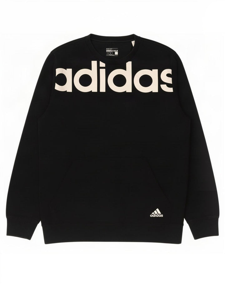 Męska bluza Adidas z grafiką, średnia czarna bawełniana
