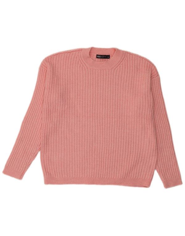 Marks & Spencer Damski sweter z okrągłym dekoltem, UK 14, średni różowy poliester