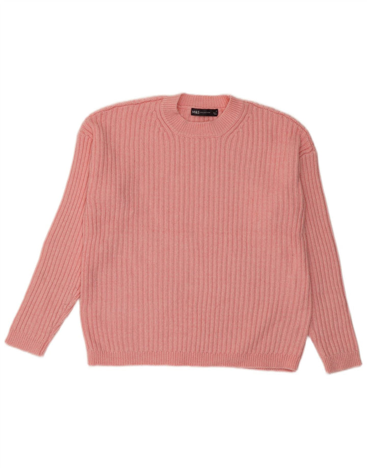 Marks & Spencer Damski sweter z okrągłym dekoltem, UK 14, średni różowy poliester
