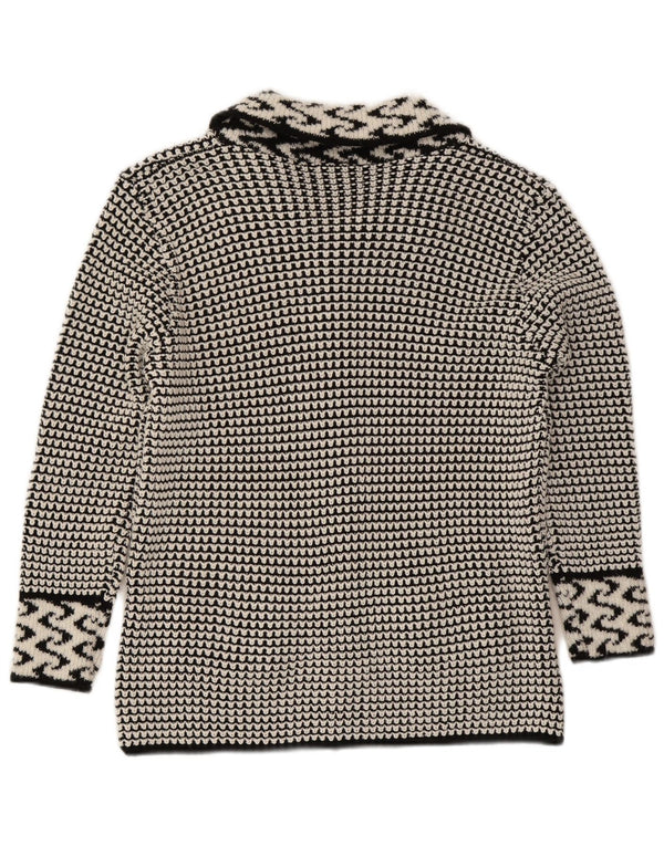 Vintage Womens Cardigan Sweater UK 14 Medium Grey Geometric