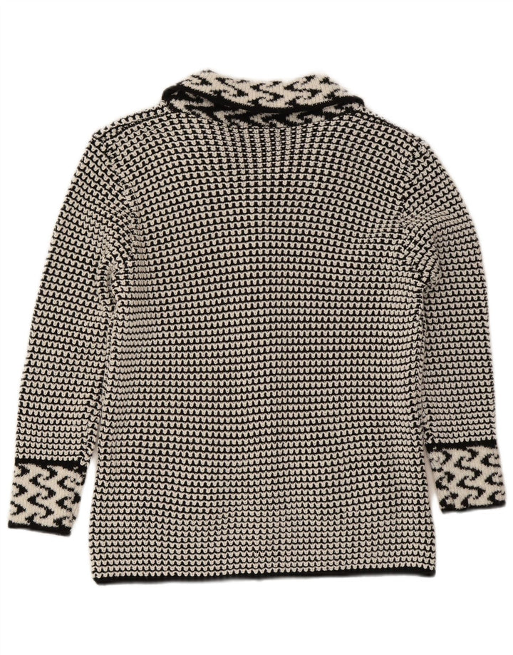 Sweter damski w stylu vintage, UK 14, średni szary, geometryczny