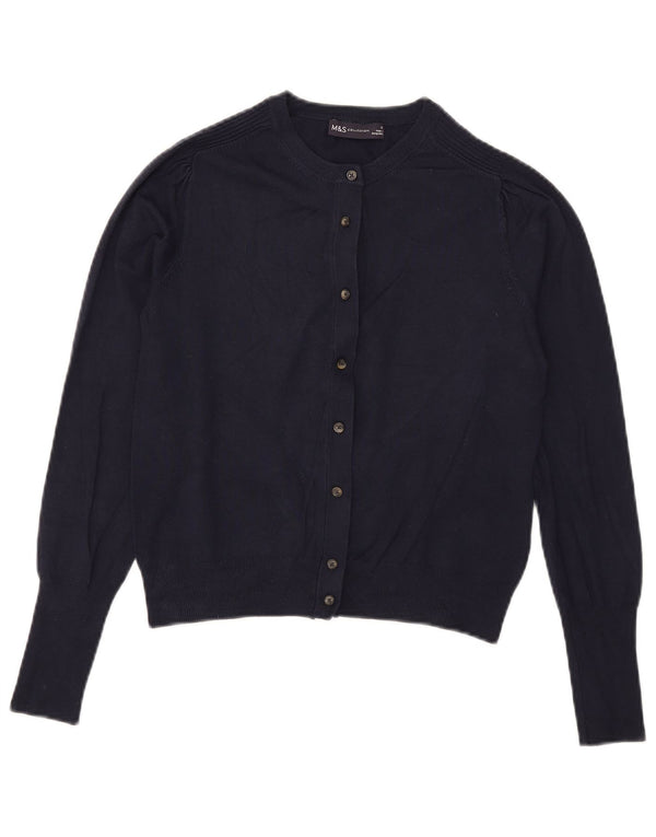 Marks & Spencer Damski sweter typu Crop Cardigan UK 10 Small, granatowy, wiskoza