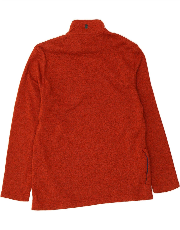 IZOD Mens Zip Neck Sweatshirt Jumper Large Orange Flecked Polyester Vintage Izod and Second-Hand Izod from Messina Hembry 