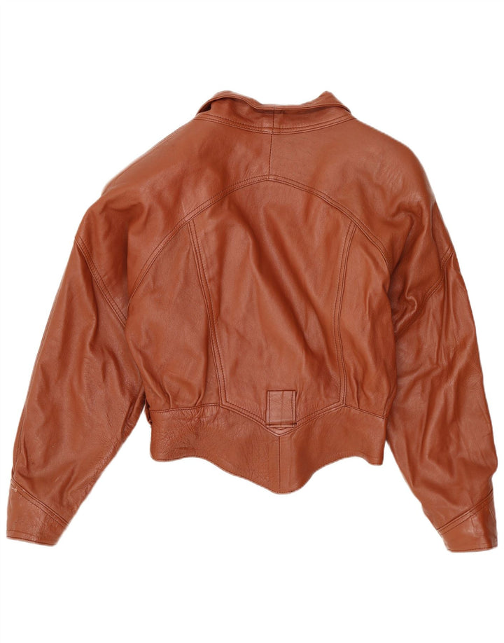 Vintage damska kurtka skórzana UK 10, mała brązowa