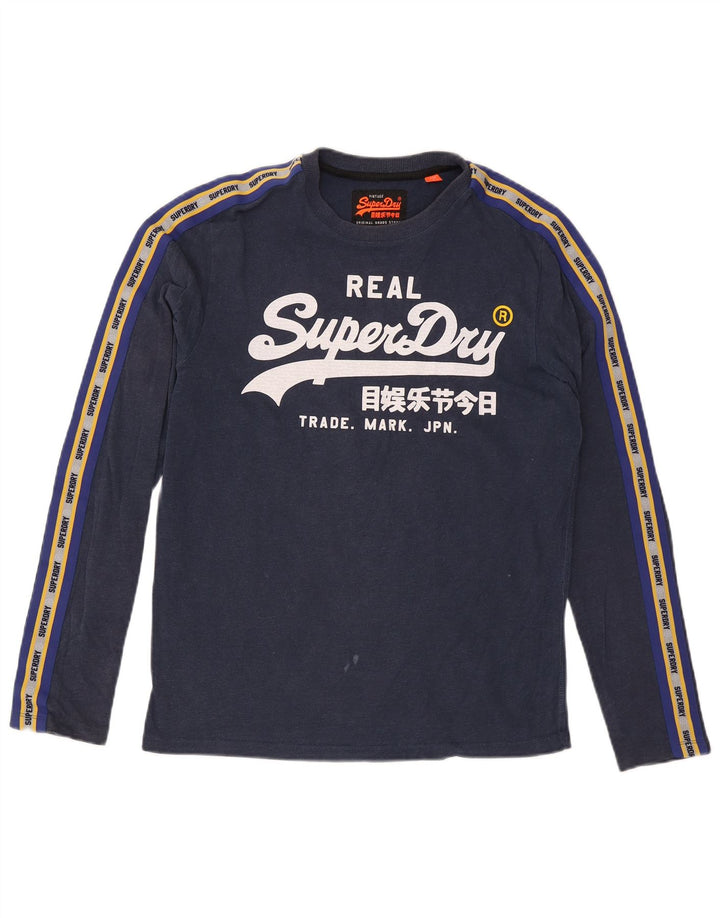 Męski T-shirt z grafiką Superdry z długim rękawem, średni granat
