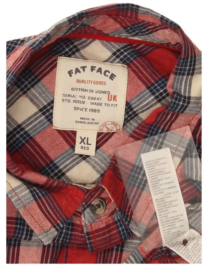 Koszula flanelowa męska Fat Face o regularnym kroju XL, bawełniana w czerwoną kratę
