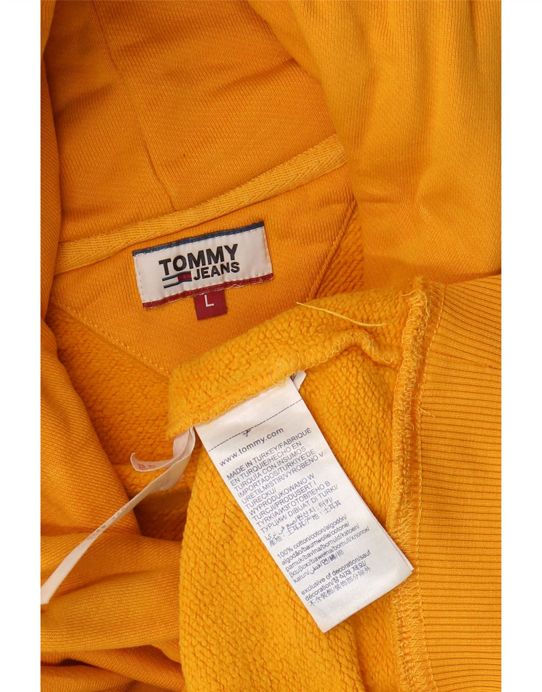 Damski sweter oversize z kapturem TOMMY HILFIGER UK 16, duży, żółty