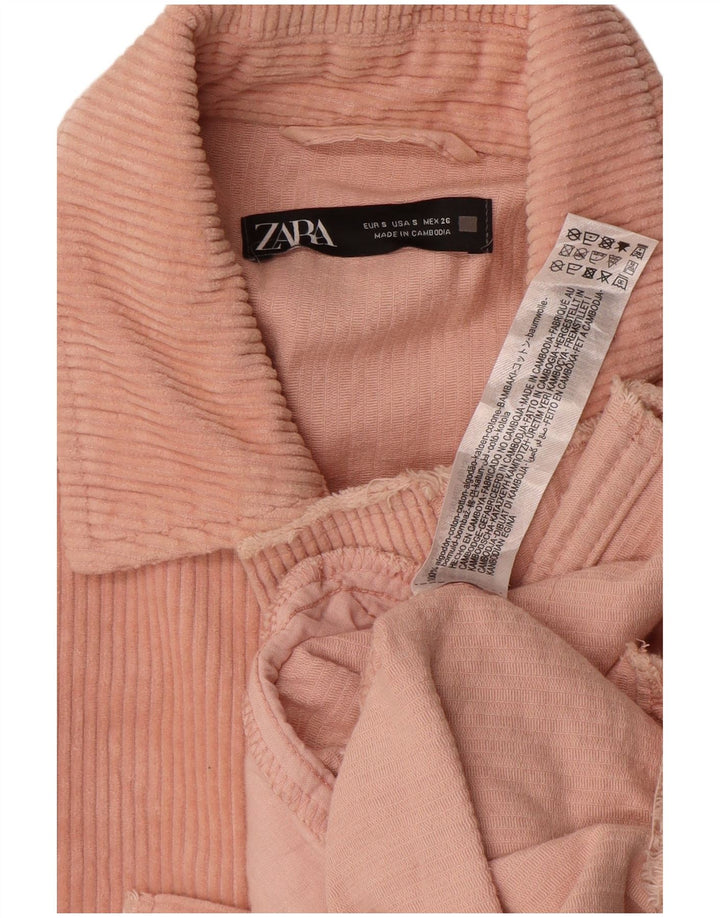 Damska, oversize'owa kurtka sztruksowa Zara UK 10, mała, różowa, bawełniana