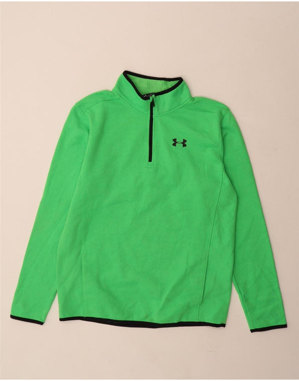 Under Armour Boys Loose Fit Zip Neck Top Long Sleeve 13-14 Years XL Green