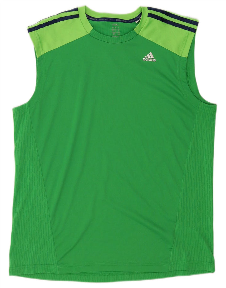 Adidas Męska kamizelka Climacool Top, duża, zielona, poliestrowa z blokami kolorów