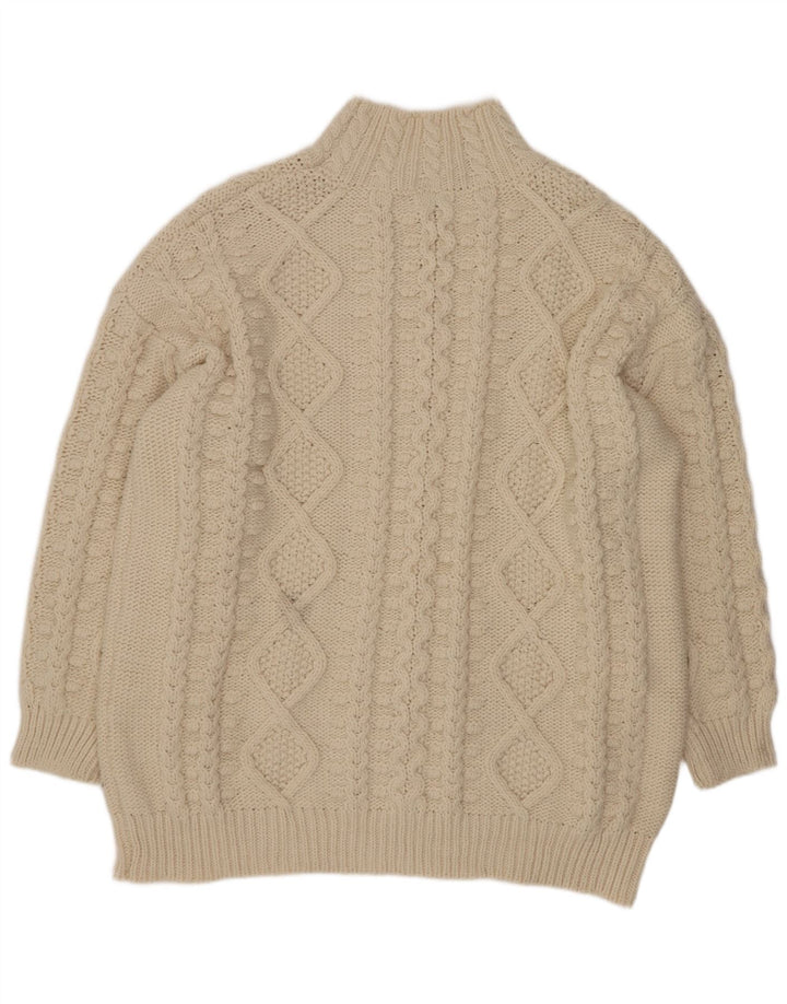 Damski sweter oversize z golfem Zara UK 16, duży, beżowy