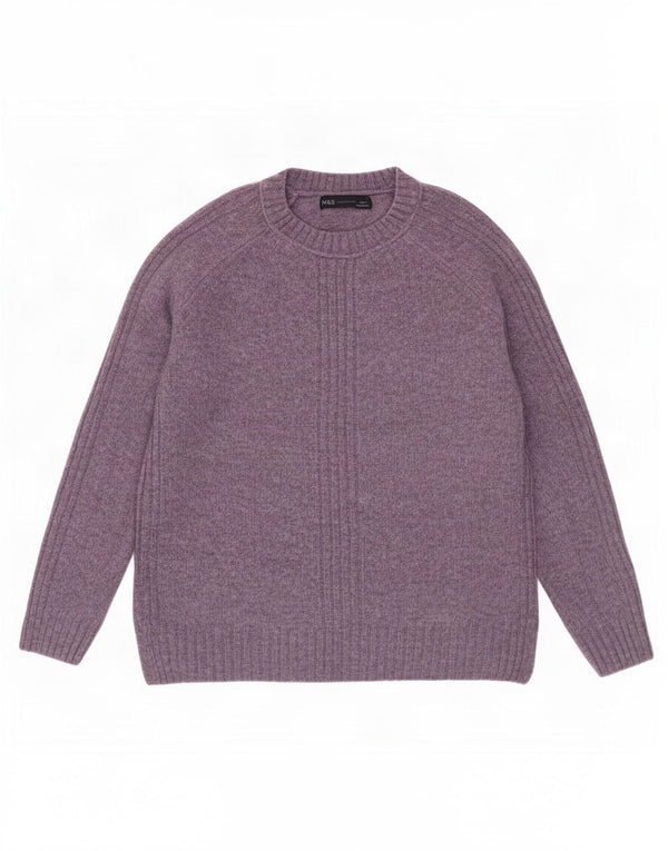 Marks & Spencer Damski sweter z okrągłym dekoltem UK 10 Mały fioletowy akryl