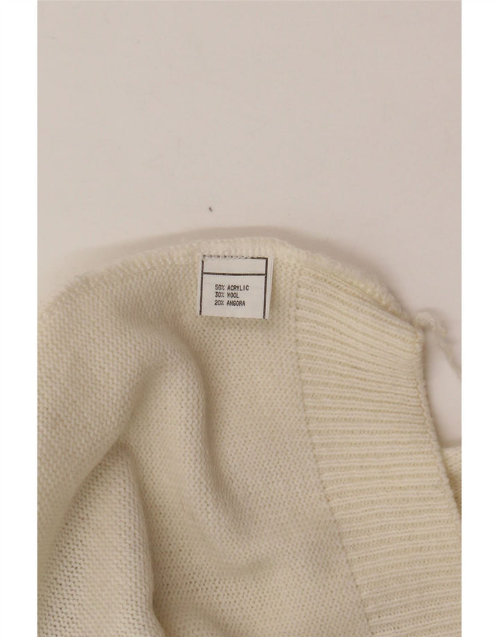 Sweter damski VINTAGE z golfem UK 16 Large White Fair Isle