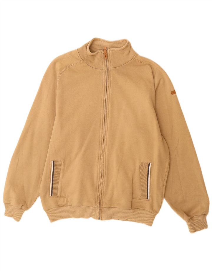 CHAMPION Mens Tracksuit Top Jacket Large Beige Cotton