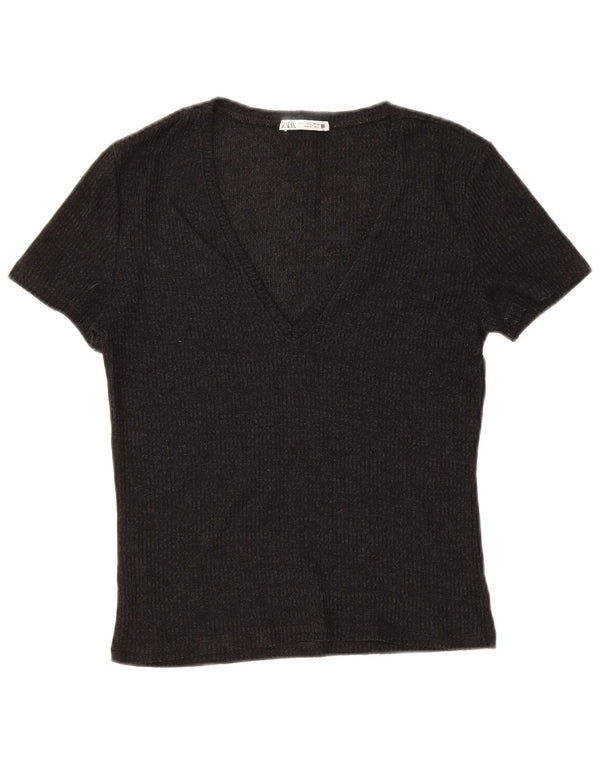 T-shirt damski Zara Top UK 14, duży, czarny