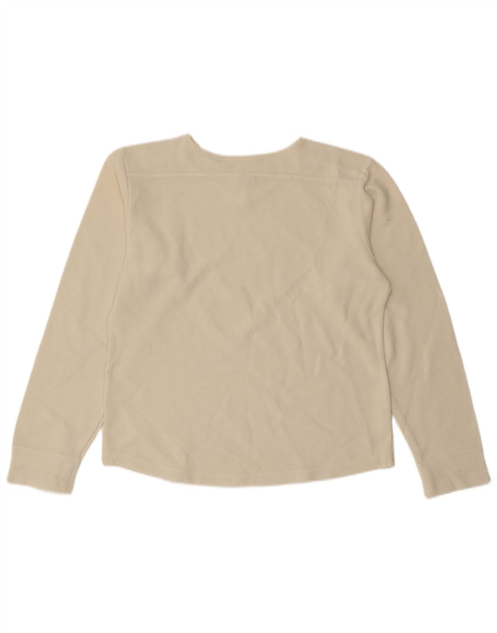 Damski krótki top NIKE z długim rękawem, UK 10/12, średni, złamanej bieli, bawełniany