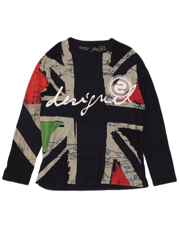 Damski top graficzny Desigual z długim rękawem UK 20 2XL czarny