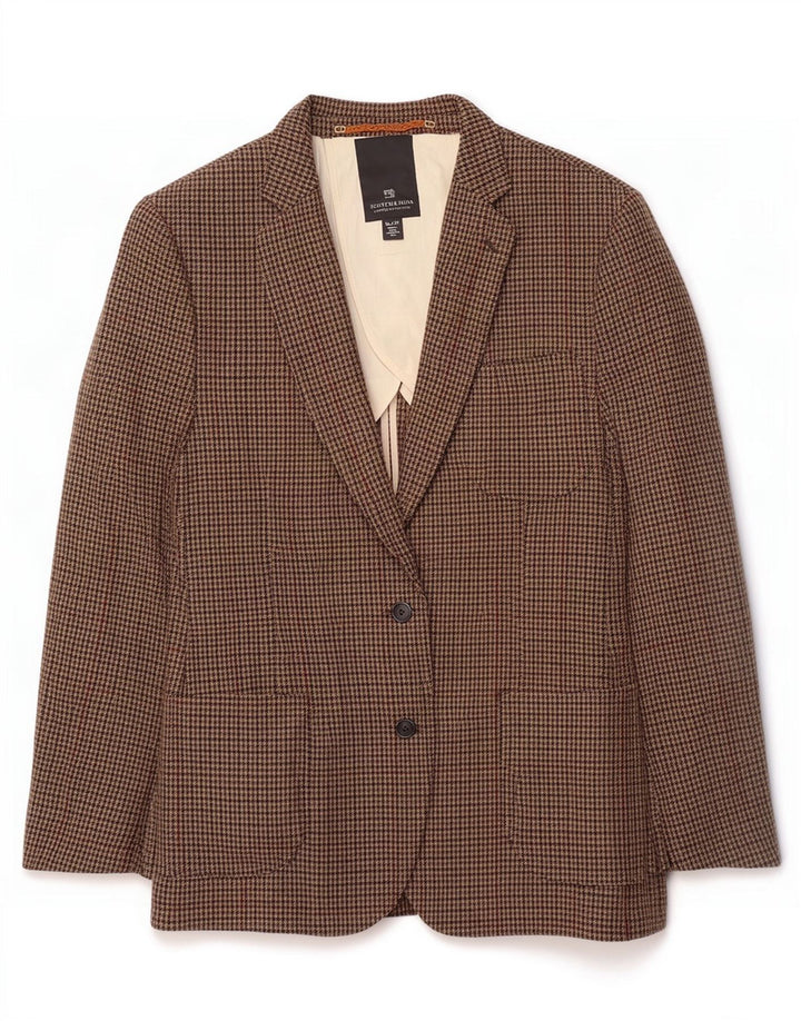 Męska marynarka zapinana na 2 guziki Scotch & Soda IT 52 XL, brązowa wełna w pepitkę