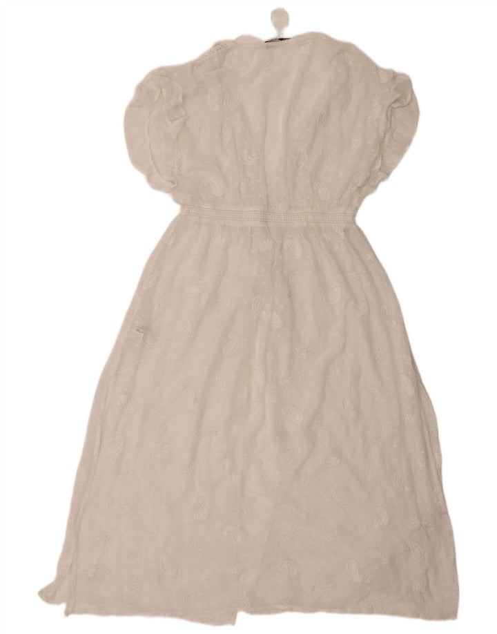 Damska prześwitująca sukienka maxi Zara UK 8 Small White Paisley Poliester
