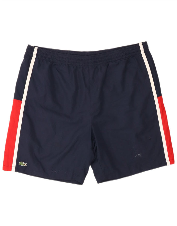 Męskie spodenki sportowe Lacoste, rozmiar 7, 2XL, granatowy, poliester z blokami kolorów