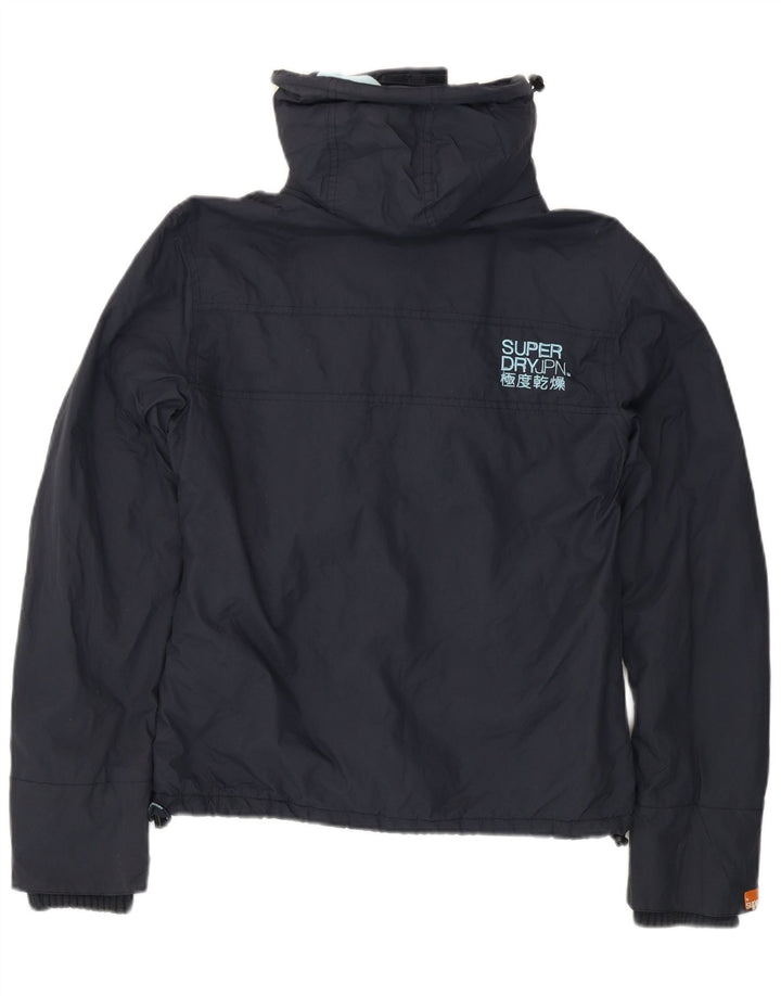 Damska kurtka wiatrówka z kapturem Superdry UK 14, średni granatowy nylon