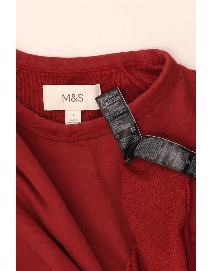 Marks & Spencer Męska bluza dresowa, mała, czerwona, bawełniana