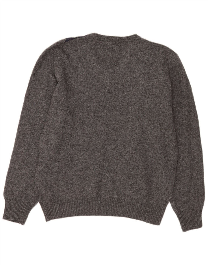 Męski sweter Zara z dekoltem w kształcie litery V, średnioszary, Argyle/Diament