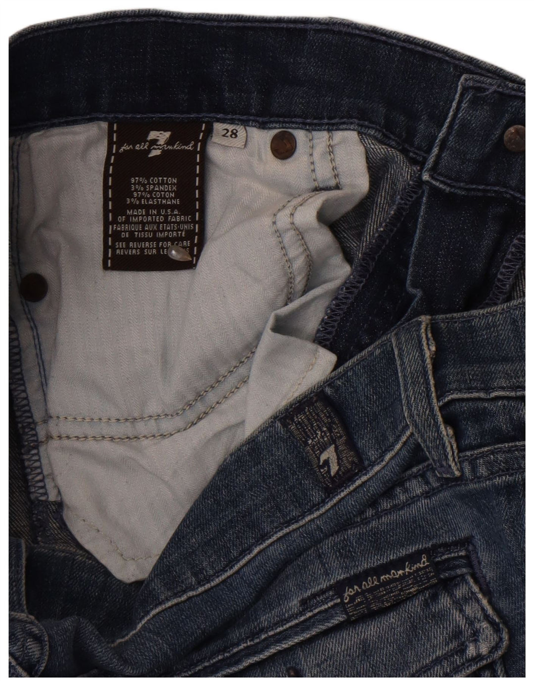 7 For All Mankind Damskie dżinsy Bootcut W28 L33 Niebieska bawełna