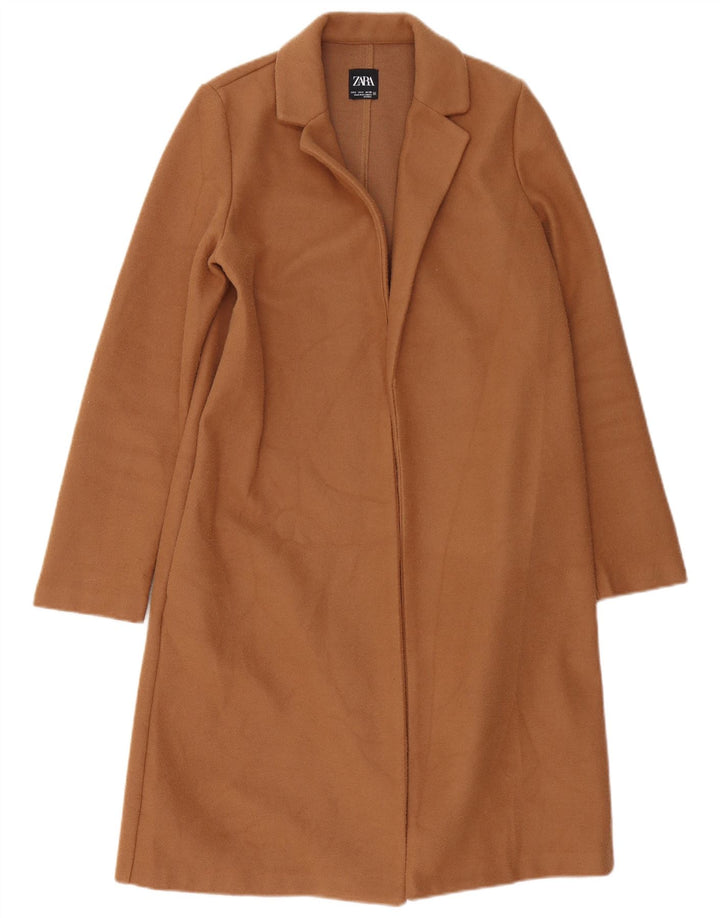 Damski płaszcz oversize Zara, otwarty, UK 10, mały, brązowy, poliester