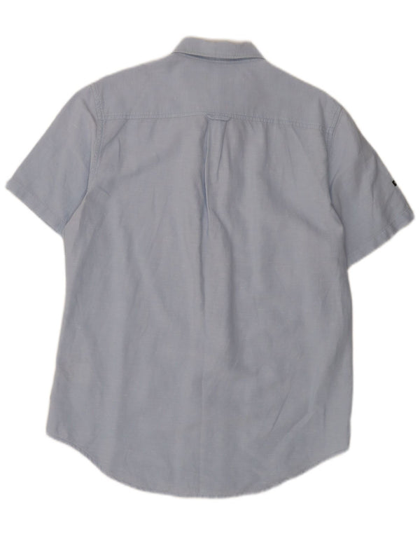 Męska koszula z krótkim rękawem Superdry, duża, niebieska lniana