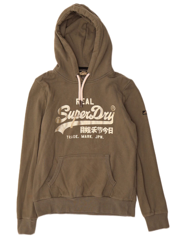 Damski sweter z kapturem Superdry Graphic, oversize, UK 10, mały, bawełniany khaki