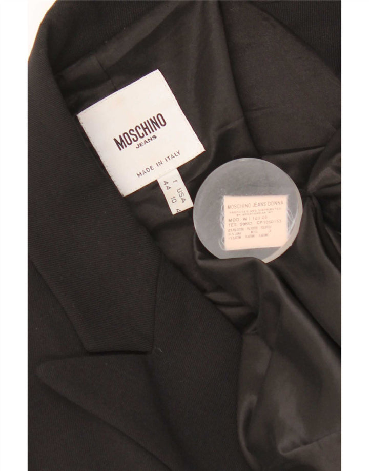 Damska marynarka zapinana na 1 guzik Moschino UK 14, średni czarny poliester