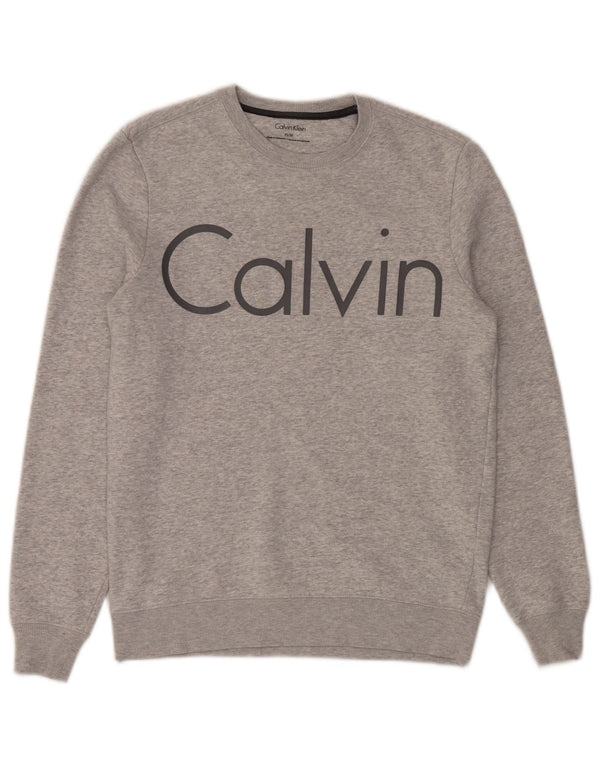 Męska bluza z grafiką Calvin Klein, sweter XS, szare, bawełniane logo