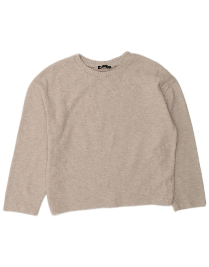 Damski sweter Zara z dekoltem w łódkę, UK 14, średni szary poliester