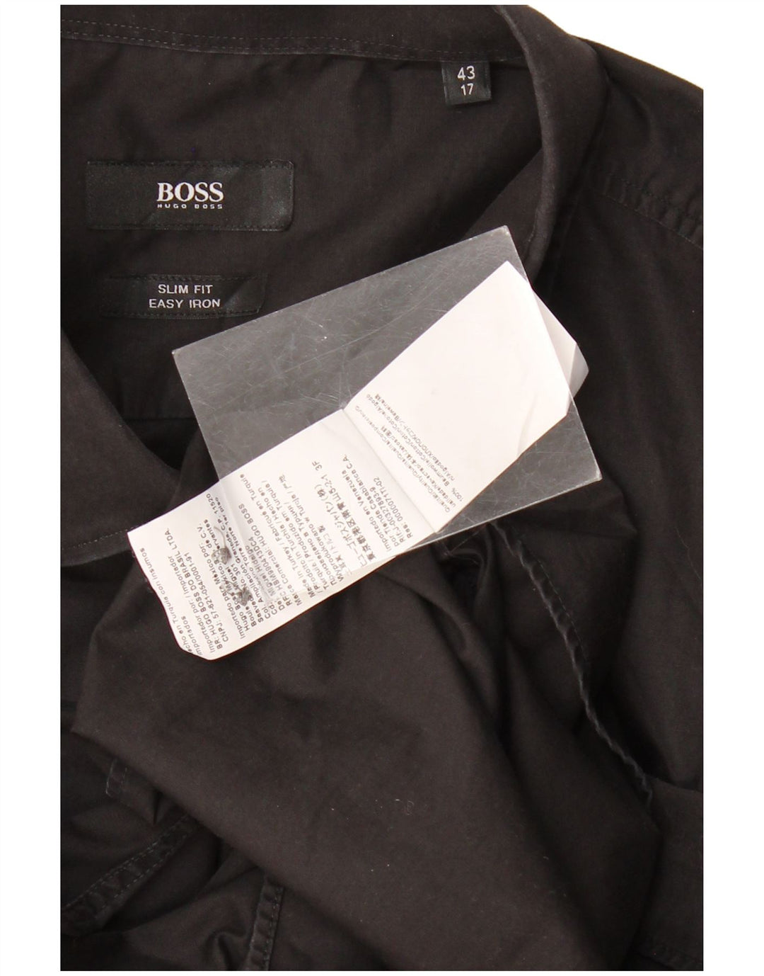 Męska koszula slim fit HUGO BOSS, rozmiar 43 17 XL, czarna bawełna