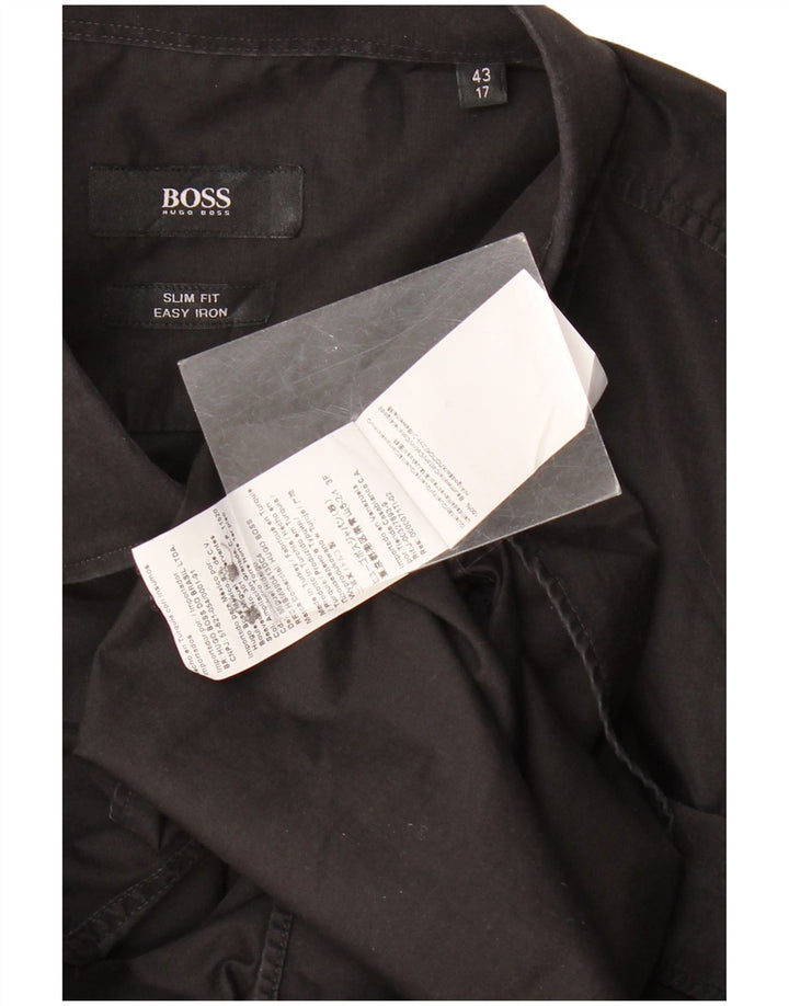 Męska koszula slim fit HUGO BOSS, rozmiar 43 17 XL, czarna bawełna