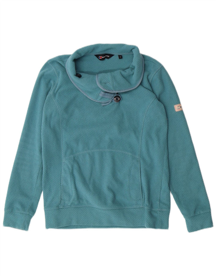 BERGHAUS Womens Button Neck Sweatshirt Jumper UK 10 Small  Turquoise