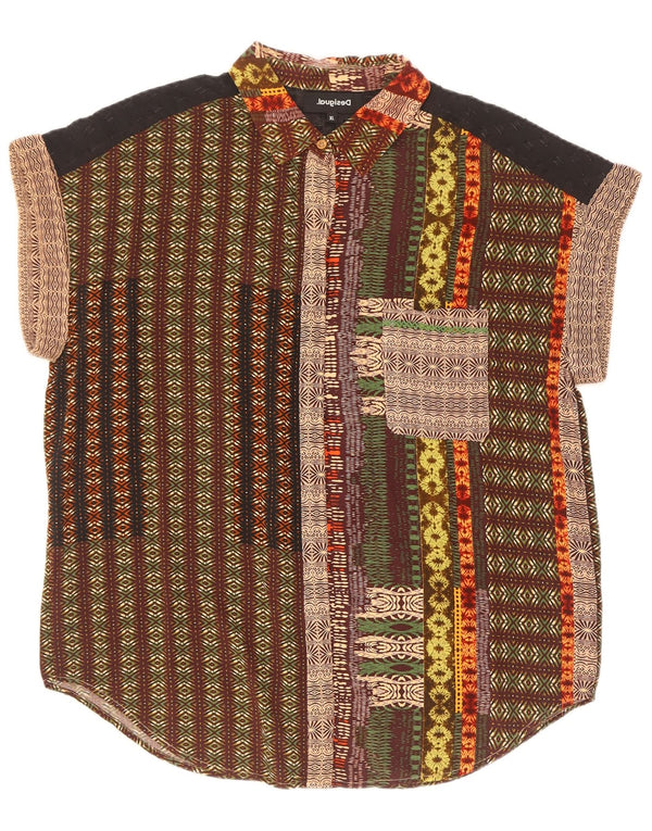 Damska koszula z krótkim rękawem Desigual UK 18 XL Wielokolorowa wiskoza w kwiaty