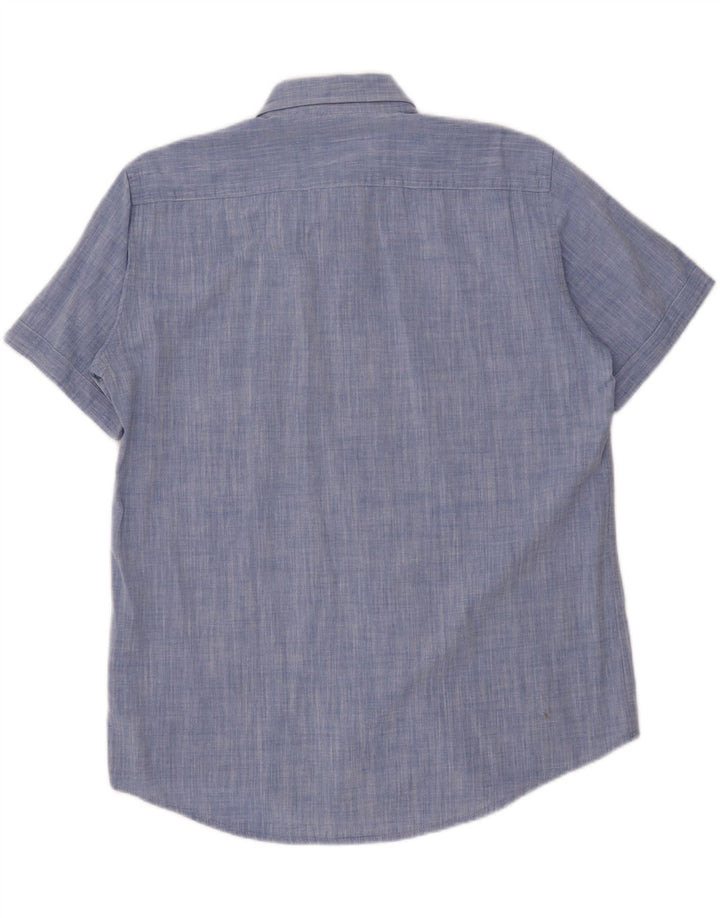 CARRERA Mens Short Sleeve Shirt Large Blue Cotton