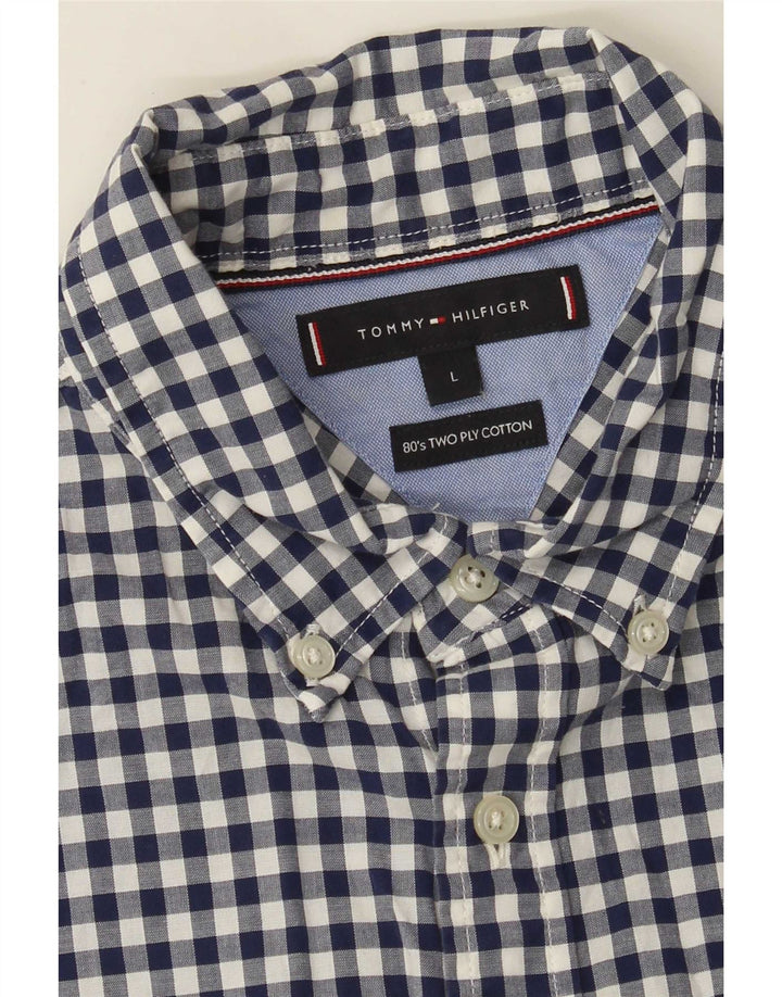 Koszula męska Tommy Hilfiger, duża, bawełniana w kratkę, granatowa