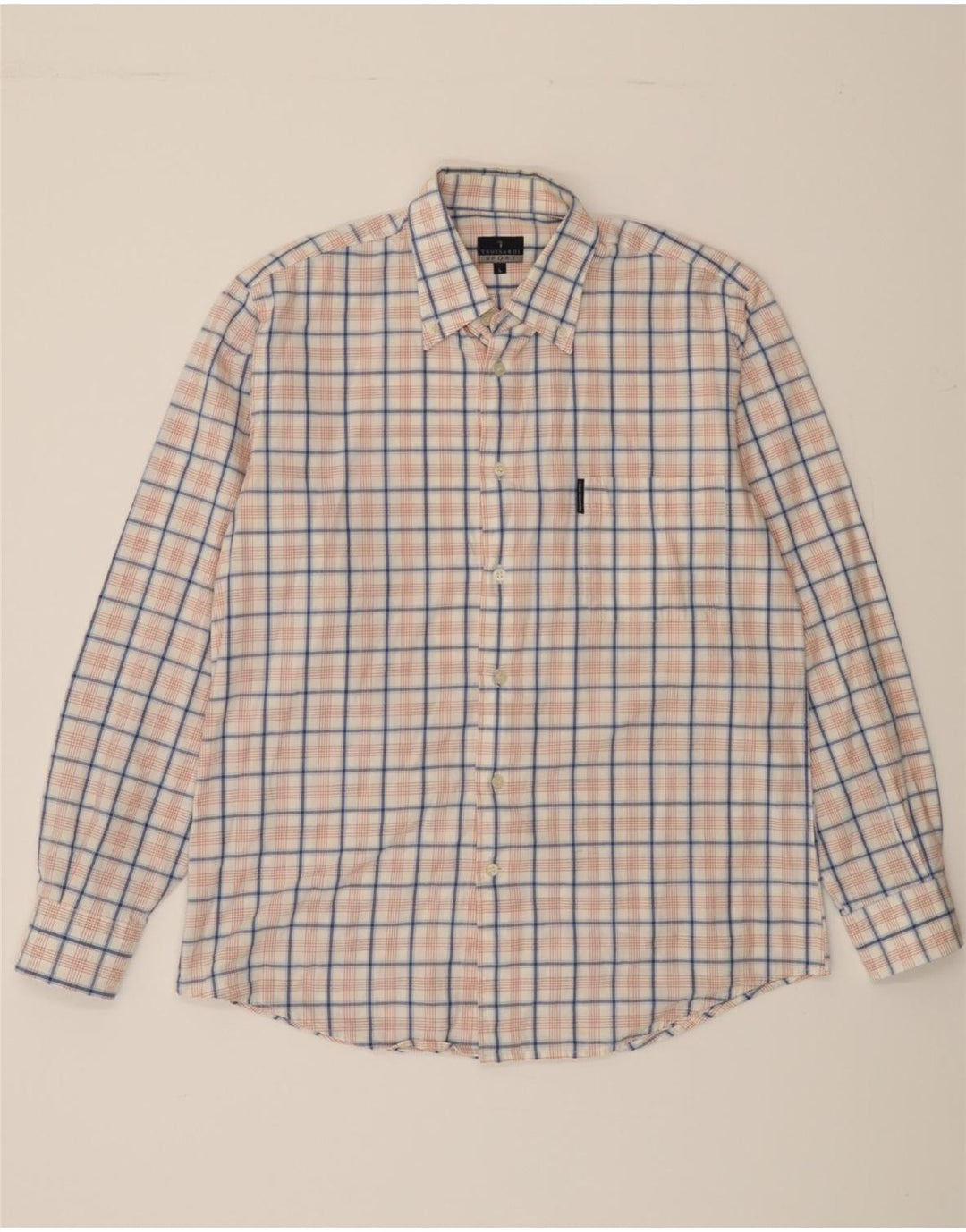 TRUSSARDI Mens Shirt Large Pink Check Vintage Trussardi and Second-Hand Trussardi from Messina Hembry 