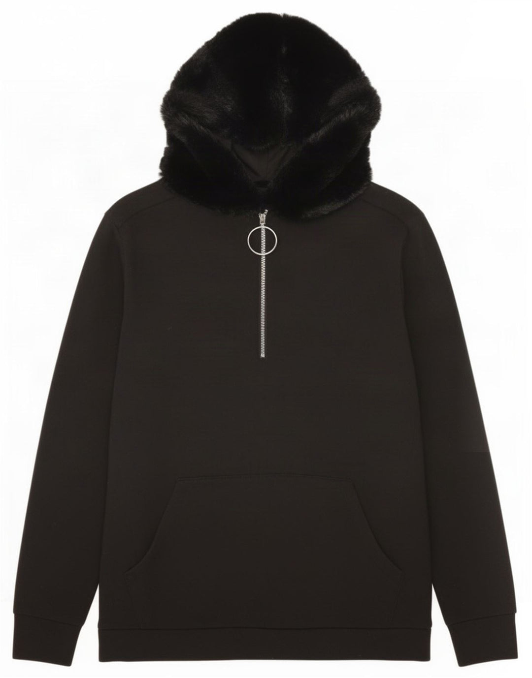 Damski sweter oversize z kapturem i zamkiem błyskawicznym Zara UK 10, mały, czarny poliester