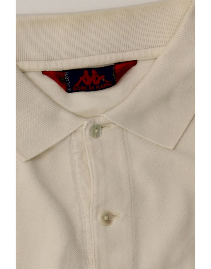KAPPA Mens Long Sleeve Polo Shirt XL White Vintage Kappa and Second-Hand Kappa from Messina Hembry 